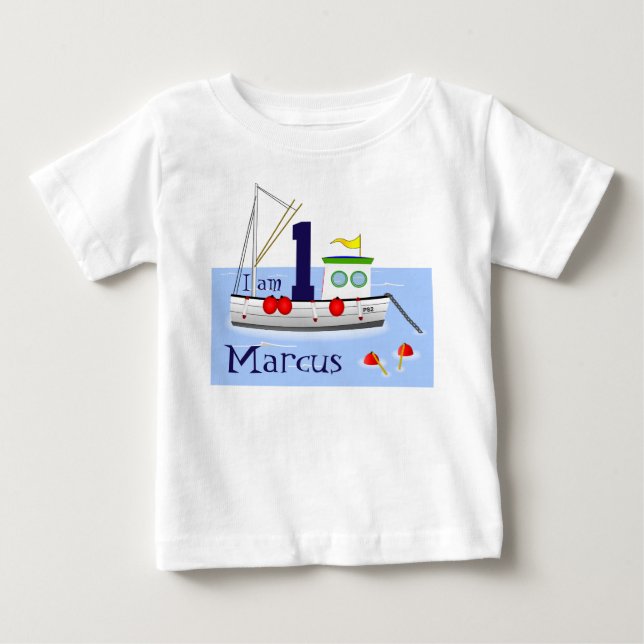 Camiseta De Bebé Barco blanco de pesca en el agua (Anverso)