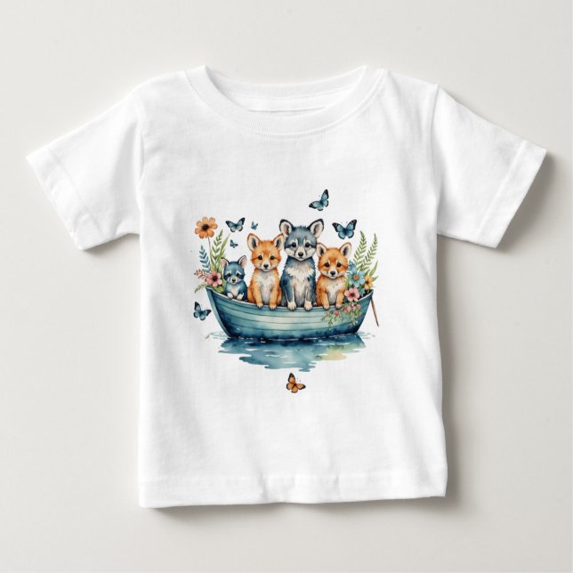 Camiseta De Bebé Barco con animales (Anverso)