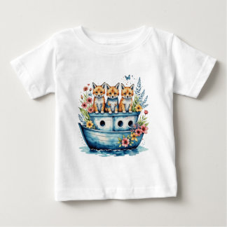 Camiseta De Bebé Barco con animales
