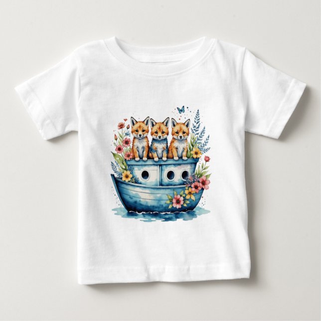 Camiseta De Bebé Barco con animales (Anverso)