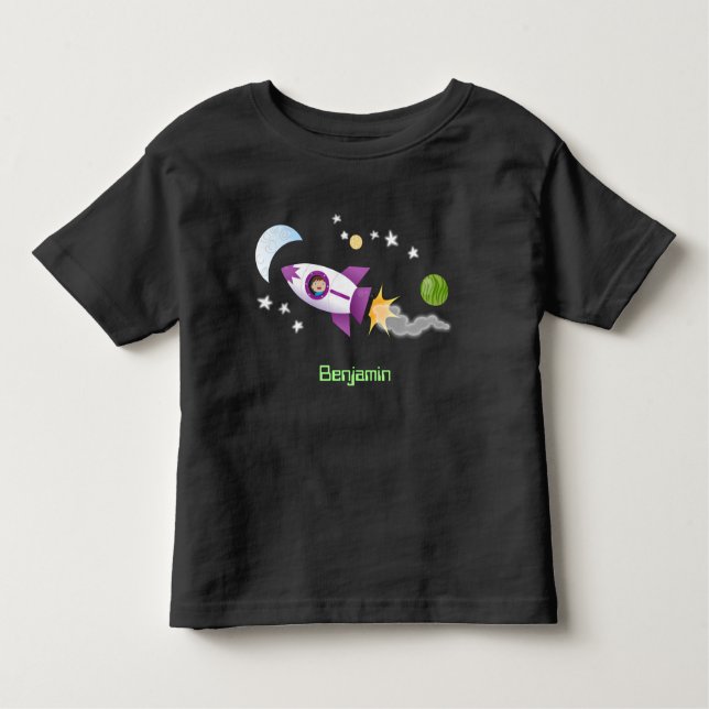 Camiseta De Bebé Barco de cohetes en ilustracion de personalizado e (Anverso)