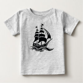 Camiseta De Bebé Barco de Vela de Sombra – Ilustración Oceánica Vin