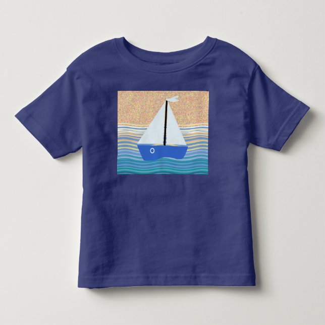 Camiseta De Bebé Barco de vela en olas del océano (Anverso)