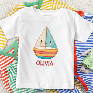 Camiseta De Bebé Barco de vela náutico colorido lindo