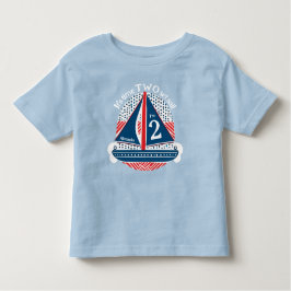 Camiseta De Bebé Barco de vela Splash Segundo cumpleaños Azul Blanc