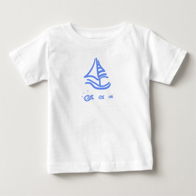 Camiseta De Bebé Barco de vela y mar (Anverso)