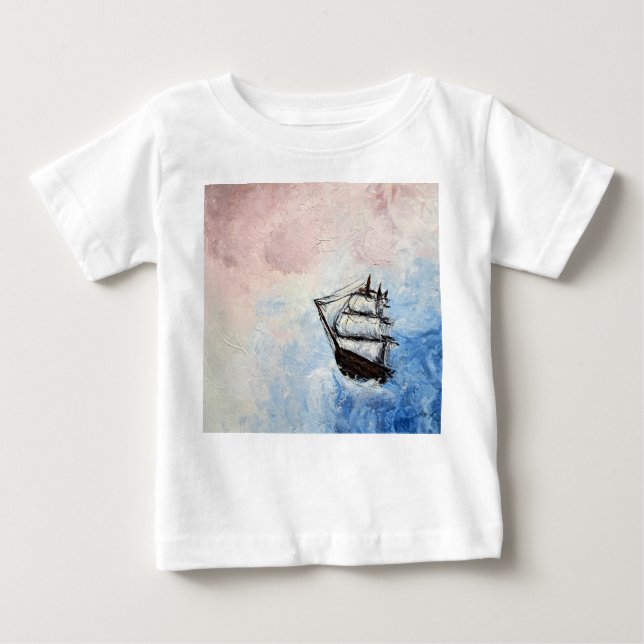 Camiseta De Bebé Barco en las nubes misterio fronteras olas oceánic (Anverso)