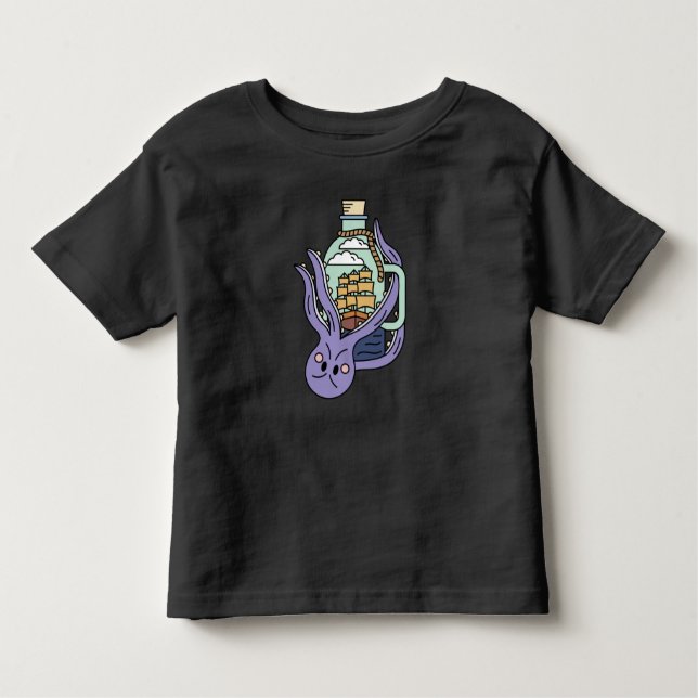 Camiseta De Bebé Barco En Una Botella Con Octopus (Anverso)