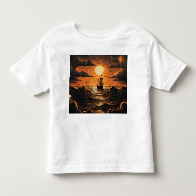 Camiseta De Bebé Barco navegando por la noche (Anverso)