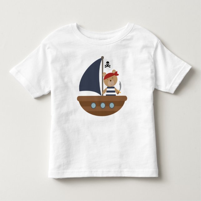 Camiseta De Bebé Barco pirata pirata de oso pirata (Anverso)