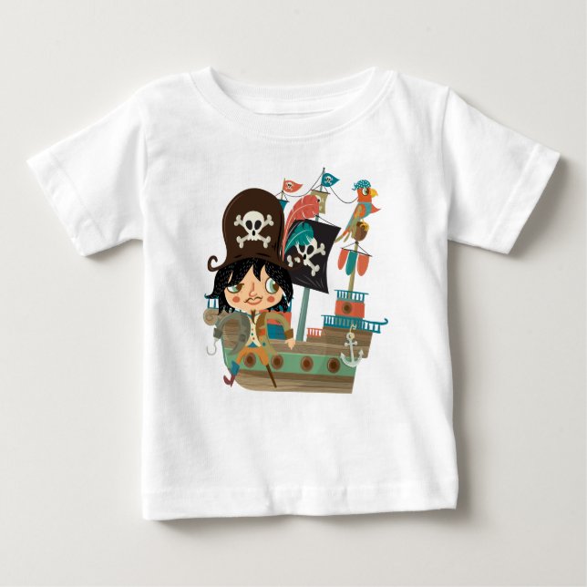 Camiseta De Bebé Barco pirata y pirata (Anverso)