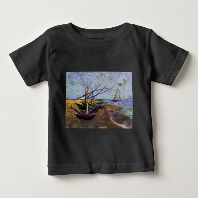 Camiseta De Bebé Barcos de pesca en la playa (Anverso)