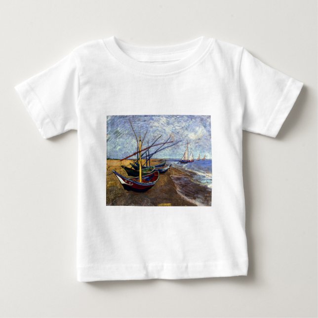 Camiseta De Bebé Barcos de pesca en la playa (Anverso)
