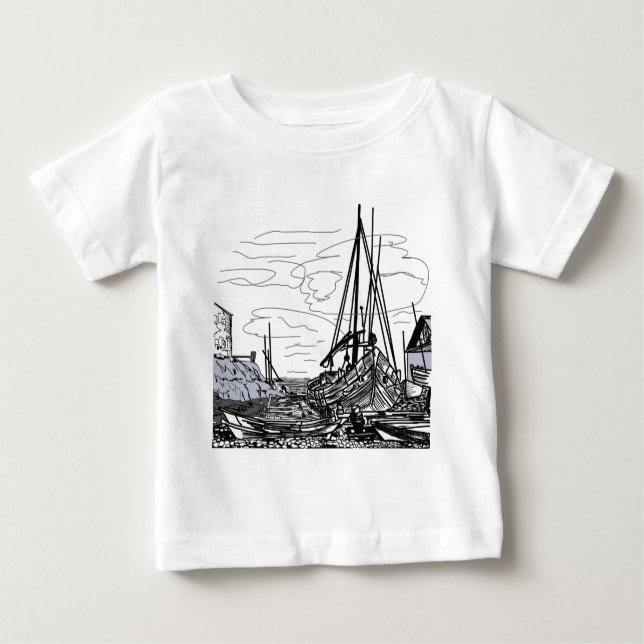 Camiseta De Bebé barcos en el mar (Anverso)