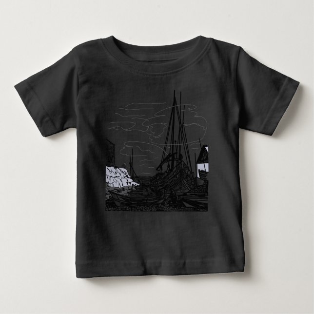 Camiseta De Bebé barcos en el mar (Anverso)