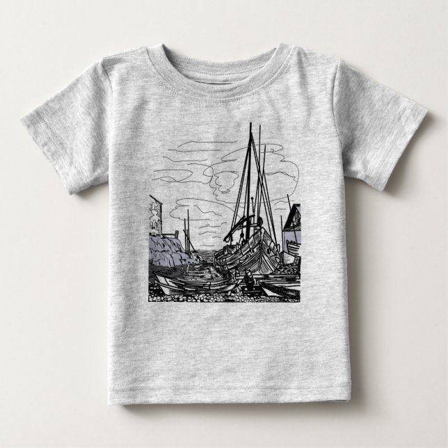 Camiseta De Bebé barcos en el mar (Anverso)