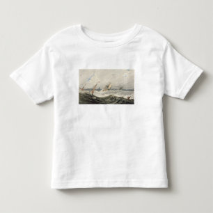 Camiseta De Bebé Barcos en un mar tempestuoso (w/c sobre el grafito