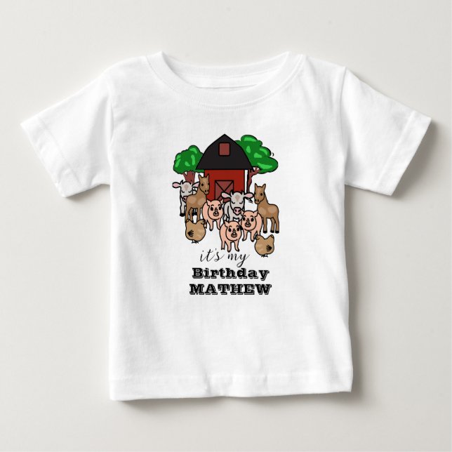 Camiseta De Bebé Barnyard Cute es mi bebé de cumpleaños (Anverso)