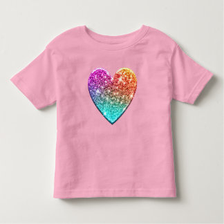 Camiseta De Bebé Barriga aguda de purpurina de arco iris