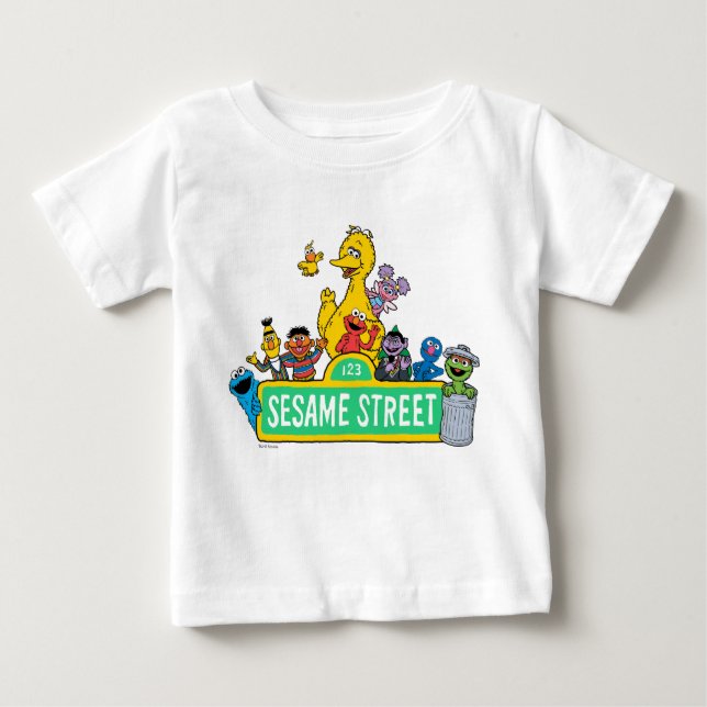 Camiseta De Bebé Barrio Sésamo | Alrededor del Rótulo Plaza Sésamo (Anverso)