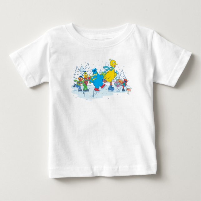 Camiseta De Bebé Barrio Sésamo | Amigos del patinaje sobre hielo (Anverso)