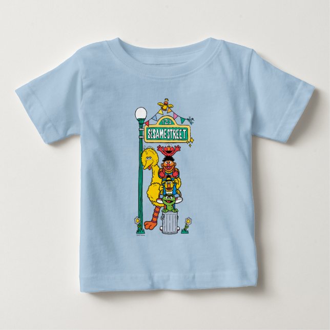 Camiseta De Bebé Barrio Sésamo | Bajo el Rótulo de Plaza Sésamo (Anverso)