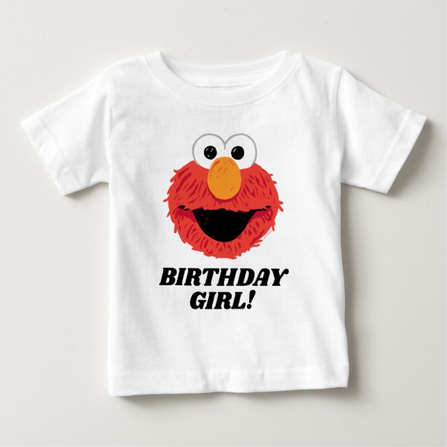 Camiseta De Bebé Barrio Sésamo | Chica de cumpleaños de Elmo (Anverso)
