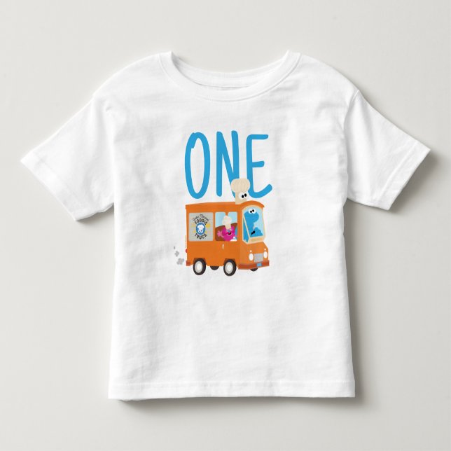 Camiseta De Bebé Barrio Sésamo | Cumpleaños de Cookie Monster Food  (Anverso)
