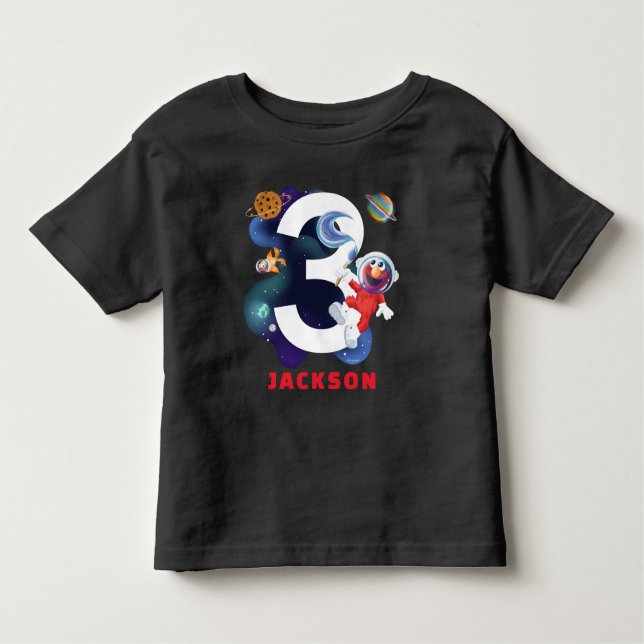 Camiseta De Bebé Barrio Sésamo | Cumpleaños de Elmo en el Espacio U (Anverso)
