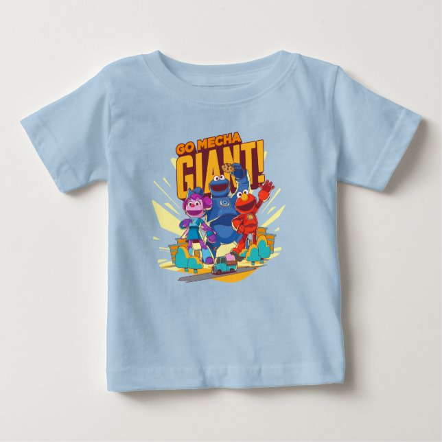 Camiseta De Bebé Barrio Sésamo | Edificios Mecha ¡Vamos Mecha Gigan (Anverso)