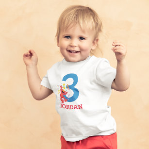 Camiseta De Bebé Barrio Sésamo   Elmo - Arcoiris Tercer Cumpleaños