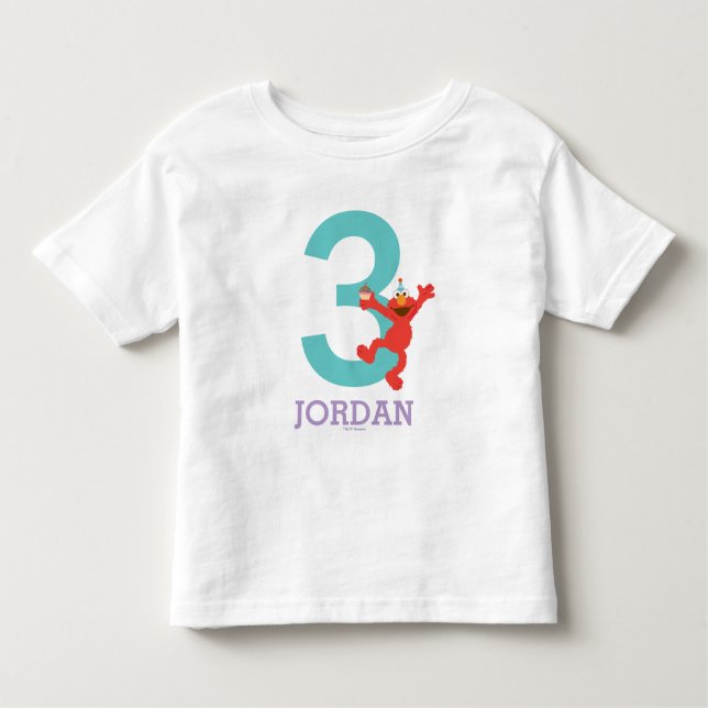 Camiseta De Bebé Barrio Sésamo | Elmo - Confetti Tercer cumpleaños (Anverso)