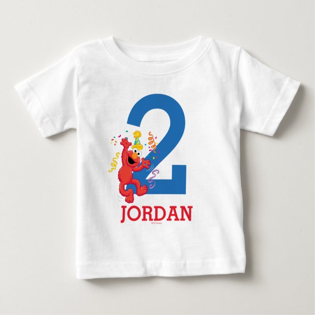 Camiseta De Bebé Barrio Sésamo | Elmo - Segundo cumpleaños arcoiris (Anverso)