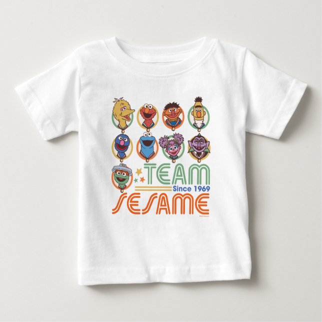 Camiseta De Bebé Barrio Sésamo | Equipo Sesame desde 1969 (Anverso)