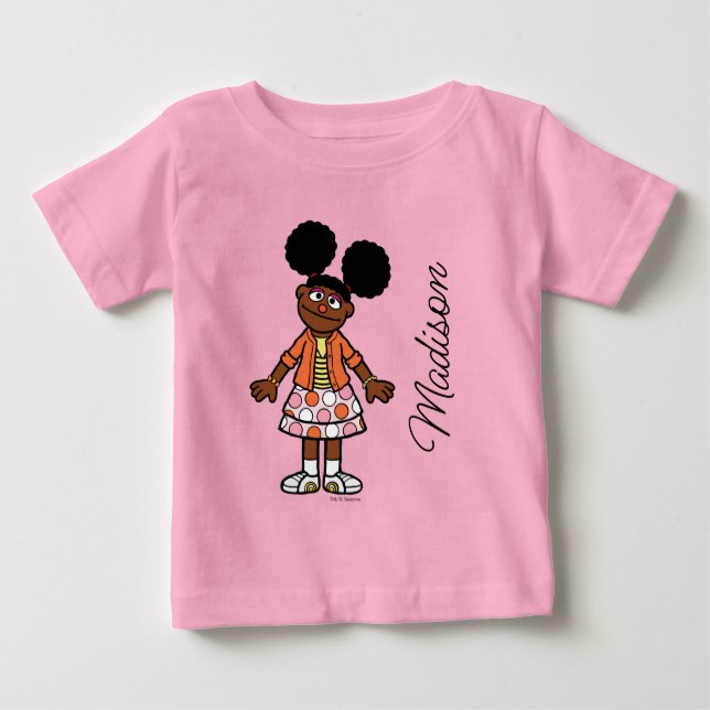 Camiseta De Bebé Barrio Sésamo | Gabrielle Añadir tu nombre (Anverso)