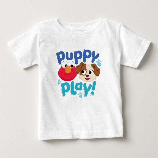 Camiseta De Bebé Barrio Sésamo | Jugar con pipa a Elmo y Tango (Anverso)