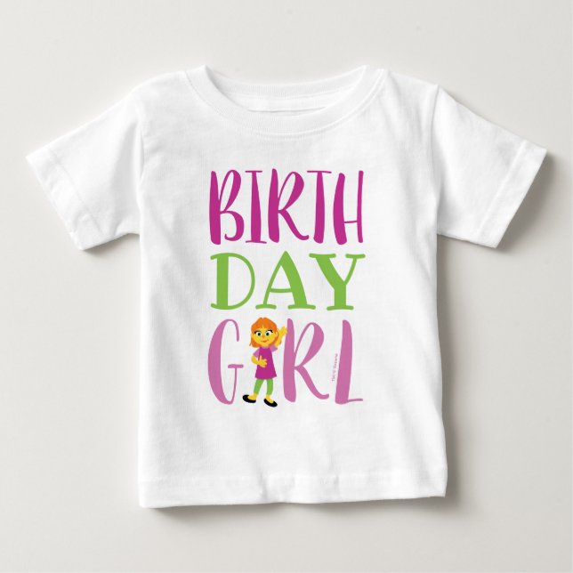 Camiseta De Bebé Barrio Sésamo | Julia - Chica de cumpleaños (Anverso)