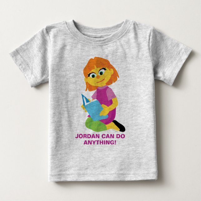 Camiseta De Bebé Barrio Sésamo | Julia leyendo un libro (Anverso)