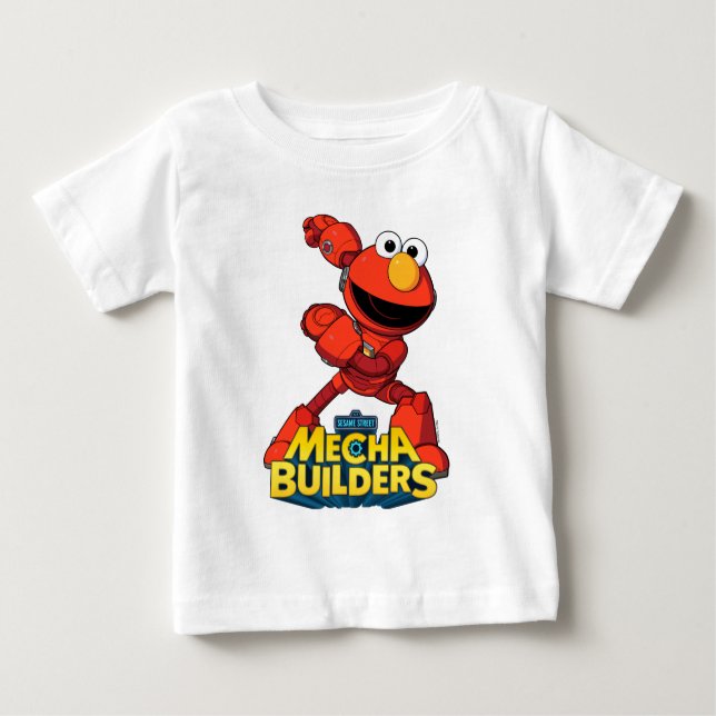 Camiseta De Bebé Barrio Sésamo | Mecha Builders Elmo (Anverso)