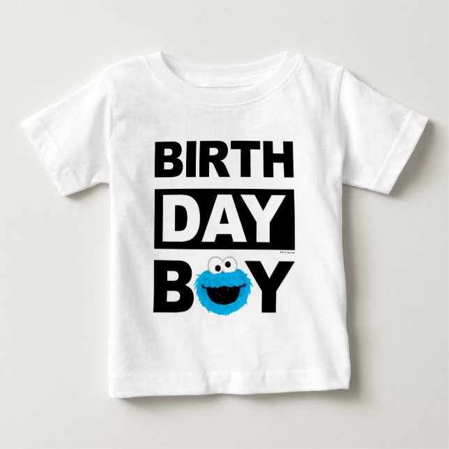 Camiseta De Bebé Barrio Sésamo | Monstruo Cookie - Niño de cumpleañ (Anverso)