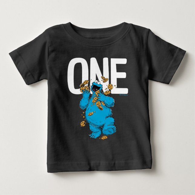 Camiseta De Bebé Barrio Sésamo | Monstruo de galletas soy un cumple (Anverso)