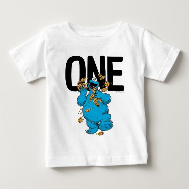 Camiseta De Bebé Barrio Sésamo | Monstruo de galletas soy un cumple (Anverso)