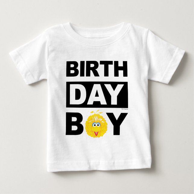 Camiseta De Bebé Barrio Sésamo | Pájaro grande - niño de cumpleaños (Anverso)