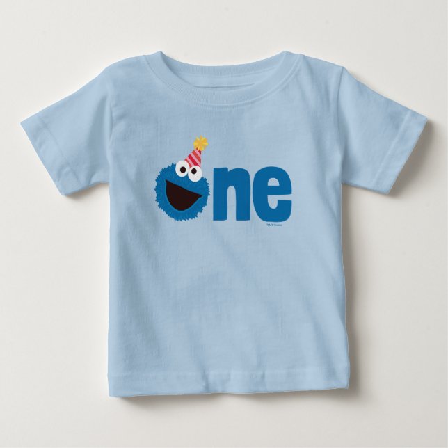 Camiseta De Bebé Barrio Sésamo | Primer cumpleaños de Cookie Monste (Anverso)