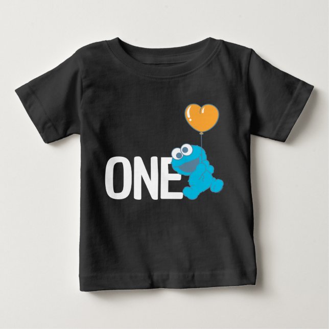 Camiseta De Bebé Barrio Sésamo | Primer cumpleaños de Cookie Monste (Anverso)