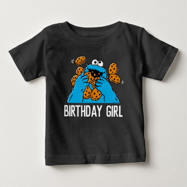 Camiseta De Bebé Barrio Sésamo | Primer cumpleaños de Cookie Monste (Anverso)