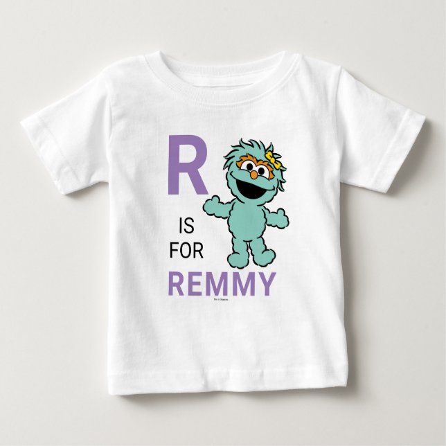 Camiseta De Bebé Barrio Sésamo | R es para Rosita | Añadir su nombr (Anverso)