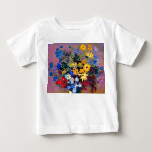 Camiseta De Bebé Base blanca con flores Odilon Redon