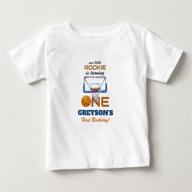 Camiseta De Bebé Basketball Rookie Of The Year First Birthday (Anverso)