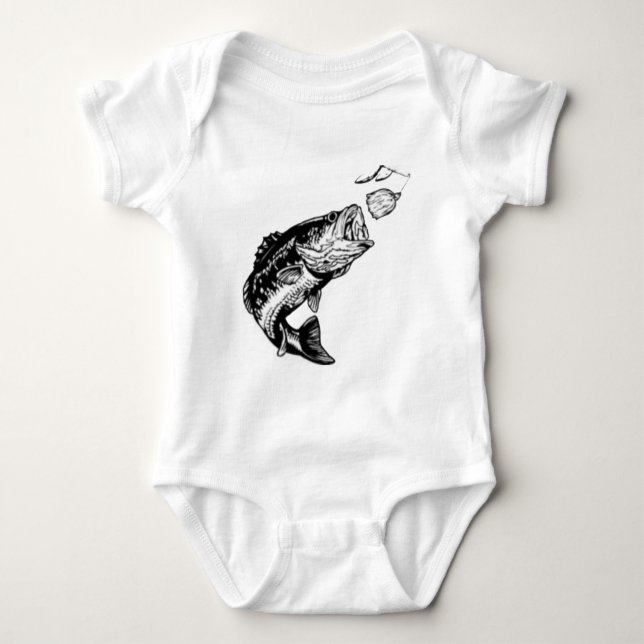 Camiseta De Bebé Bass atacando a spinnerbait (Anverso)